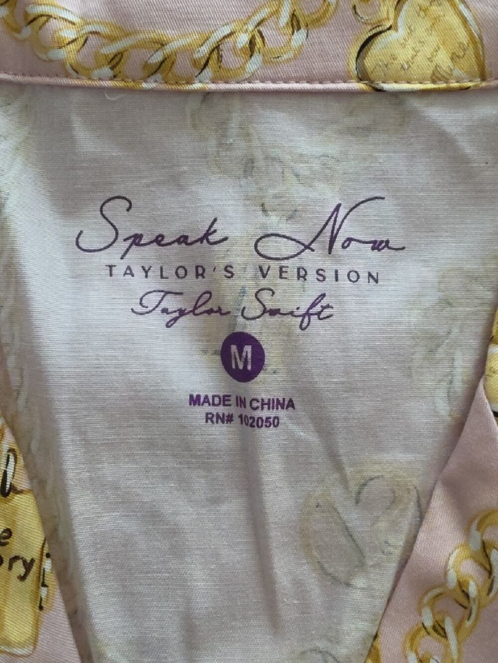 New Taylor Swift Speak Now Light Pink Pajama Set, Medium - Picture 2 of 6